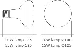 LED Farm E27 Lamps IP55 Dimensions